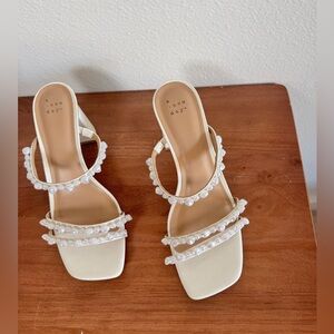 A New Day Women's White Sandals with Beaded Straps